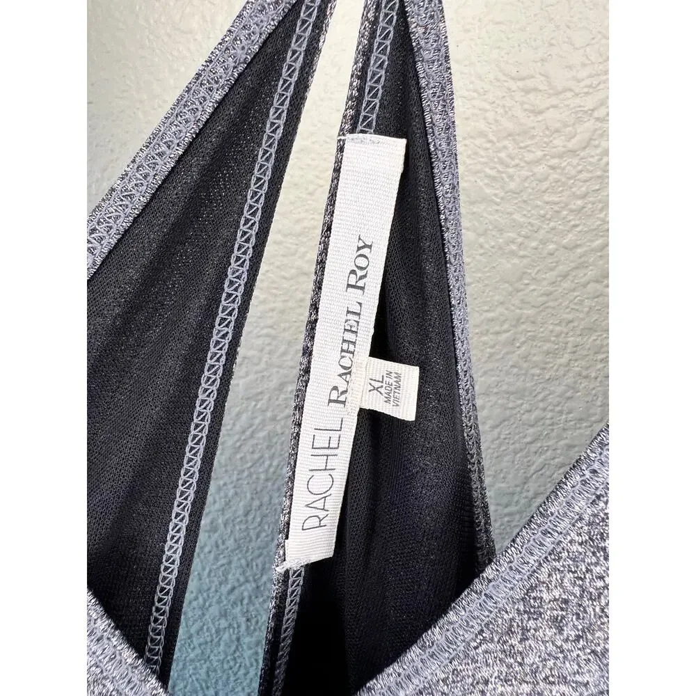 Rachel Roy, Heathered Gray Silver Dress, Nylon Blend, Strappy Back Casual Dress - Picture 3 of 8